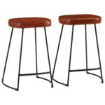 Tabourets de bar lot de 2 marron foncé 41x29x62 cm