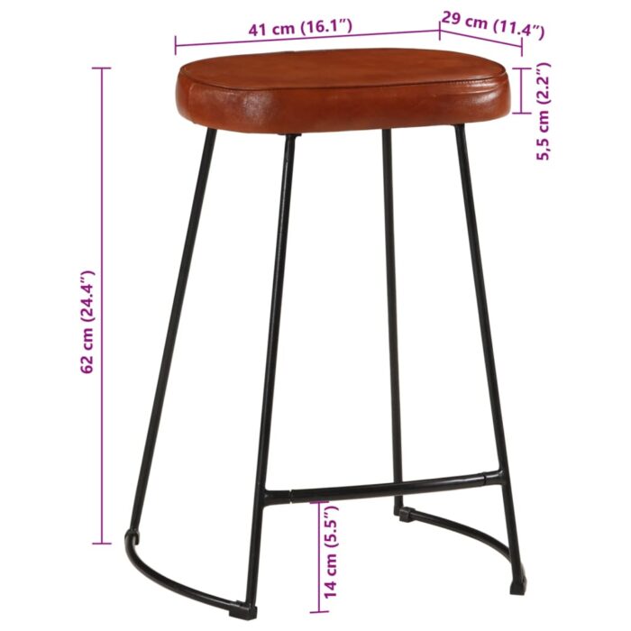 Tabourets de bar lot de 2 marron foncé 41x29x62 cm – Image 9