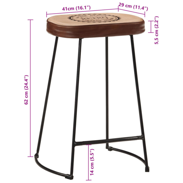 Tabourets de bar lot de 2 marron foncé 41x29x62 cm – Image 9