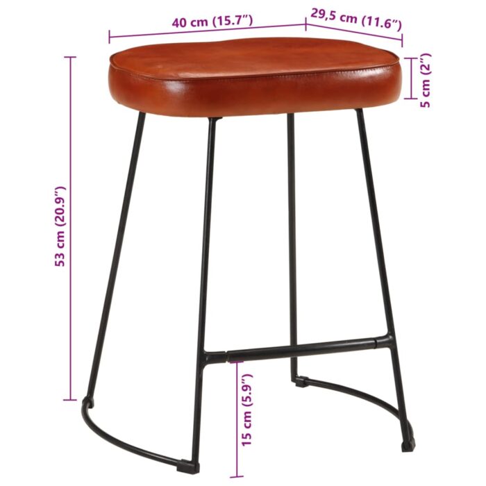 Tabourets de bar lot de 2 marron foncé 40x29,5x53 cm – Image 8