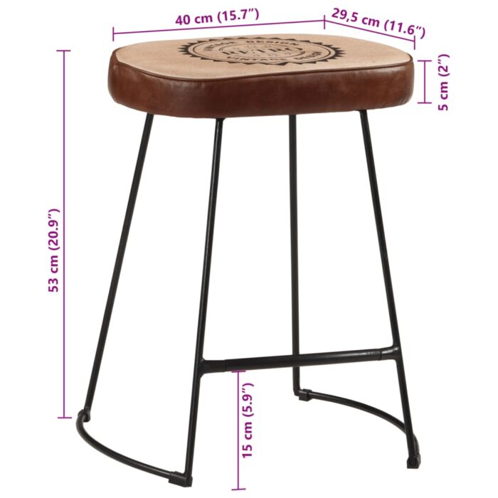 Tabourets de bar lot de 2 marron foncé 40x29,5x53 cm – Image 9