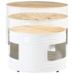 Tables de bar forme tambour 3 pcs bois de manguier massif brut – Image 4