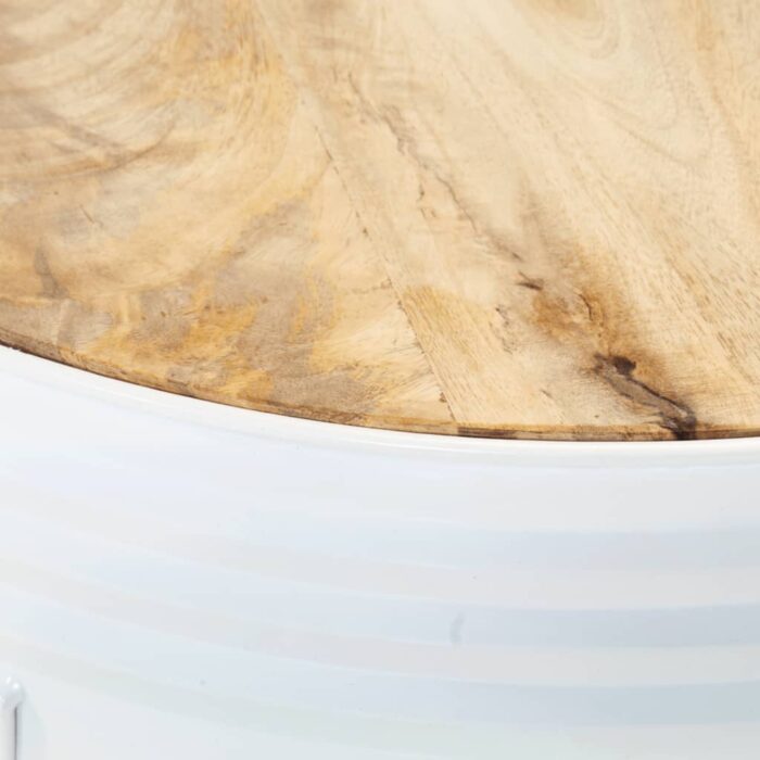 Tables de bar forme tambour 3 pcs bois de manguier massif brut – Image 7