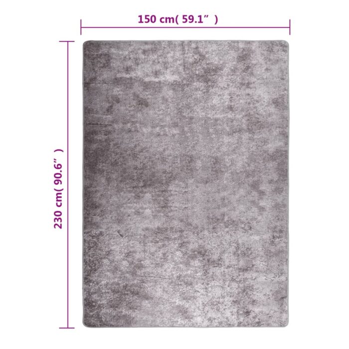 Tapis lavable gris 150x230 cm antidérapant – Image 4