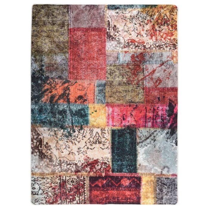Tapis lavable patchwork multicolore 120x170 cm antidérapant – Image 1