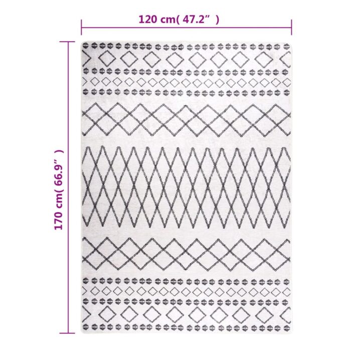 Tapis lavable noir et blanc 120x170 cm antidérapant – Image 4