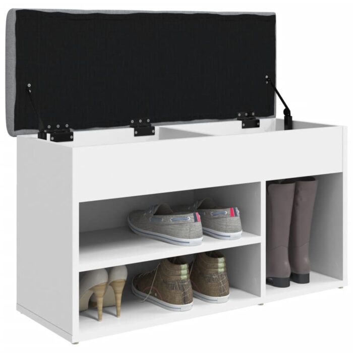 Banc à chaussures blanc 82x32x45,5 cm bois d'ingénierie – Image 2