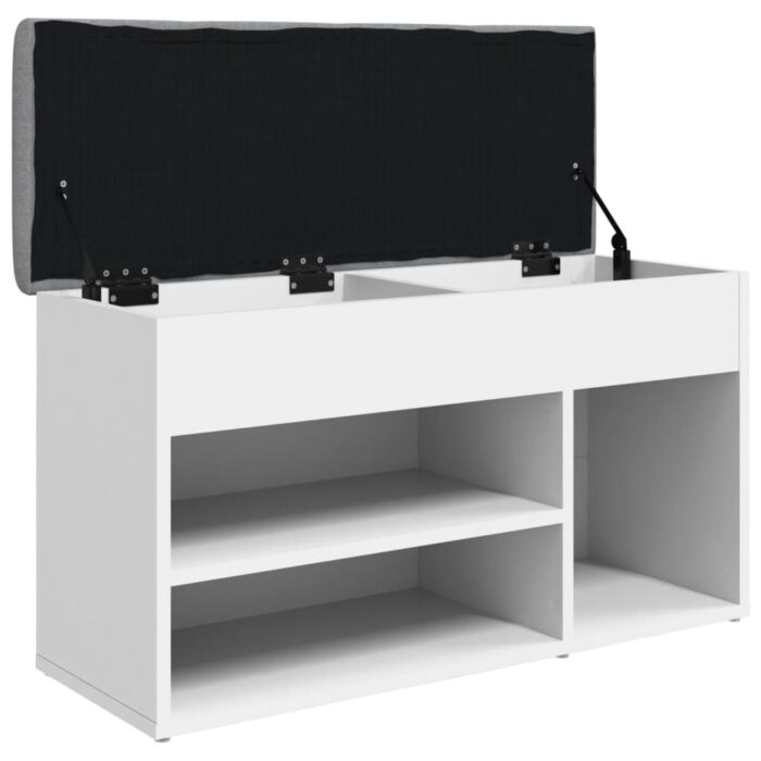 Banc à chaussures blanc 82x32x45,5 cm bois d'ingénierie – Image 3