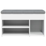 Banc à chaussures blanc 82x32x45,5 cm bois d'ingénierie – Image 4