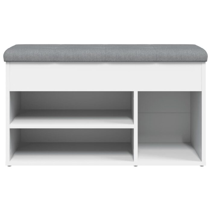 Banc à chaussures blanc 82x32x45,5 cm bois d'ingénierie – Image 4