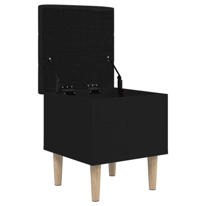 Banc de rangement noir 42x42x46 cm bois d'ingénierie – Image 2
