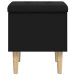 Banc de rangement noir 42x42x46 cm bois d'ingénierie – Image 3