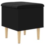 Banc de rangement noir 42x42x46 cm bois d'ingénierie – Image 5