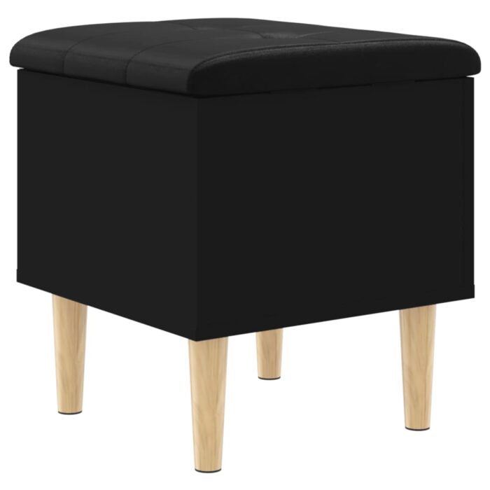 Banc de rangement noir 42x42x46 cm bois d'ingénierie – Image 5