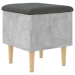 Banc de rangement gris béton 42x42x46 cm bois d'ingénierie – Image 5