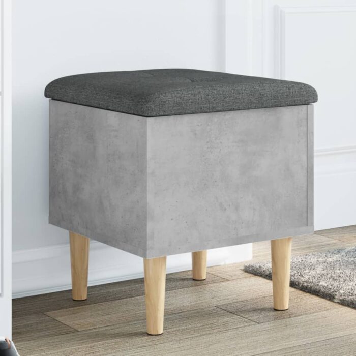 Banc de rangement gris béton 42x42x46 cm bois d'ingénierie – Image 1