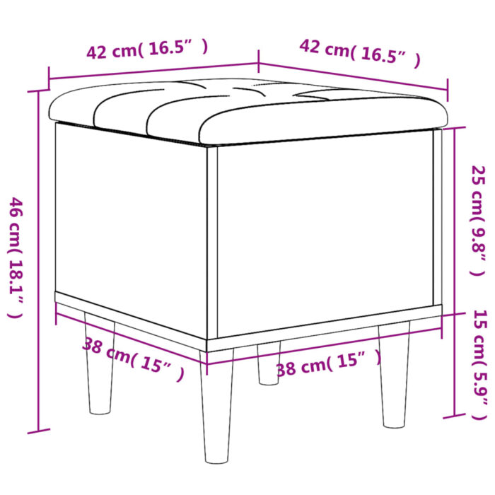 Banc de rangement chêne marron 42x42x46 cm bois d'ingénierie – Image 8