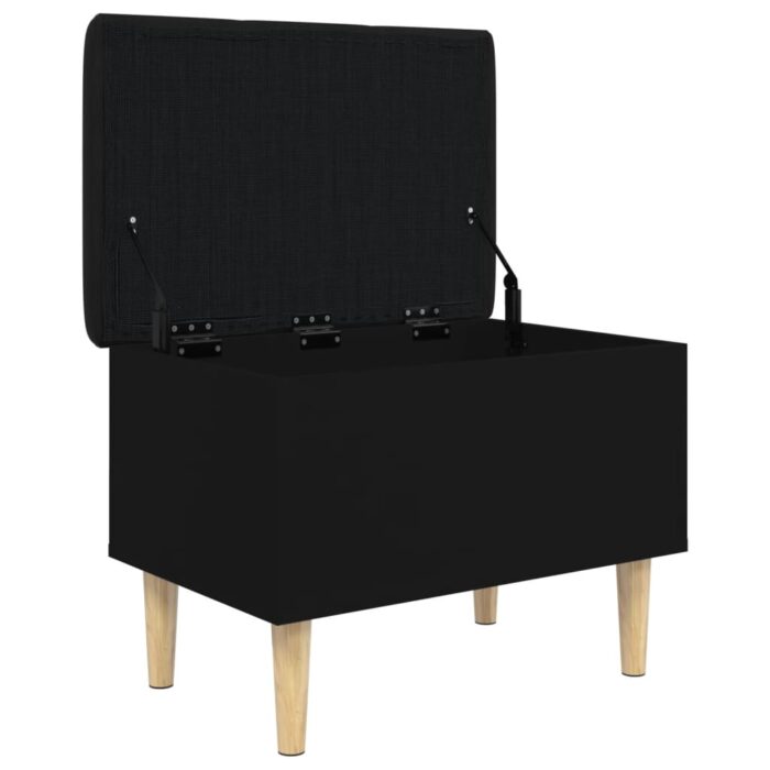 Banc de rangement noir 62x42x46 cm bois d'ingénierie – Image 2
