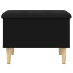 Banc de rangement noir 62x42x46 cm bois d'ingénierie – Image 3