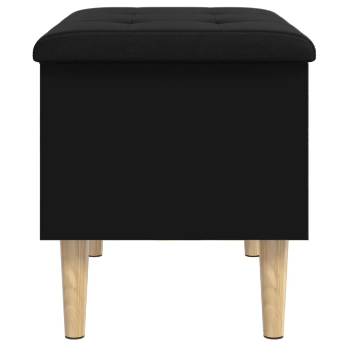 Banc de rangement noir 62x42x46 cm bois d'ingénierie – Image 4