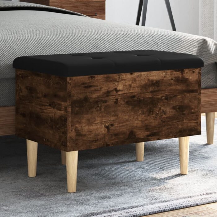Banc de rangement chêne fumé 62x42x46 cm bois d'ingénierie – Image 1