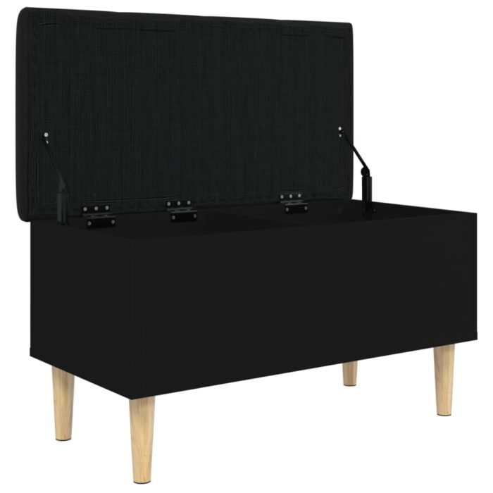 Banc de rangement noir 82x42x46 cm bois d'ingénierie – Image 2