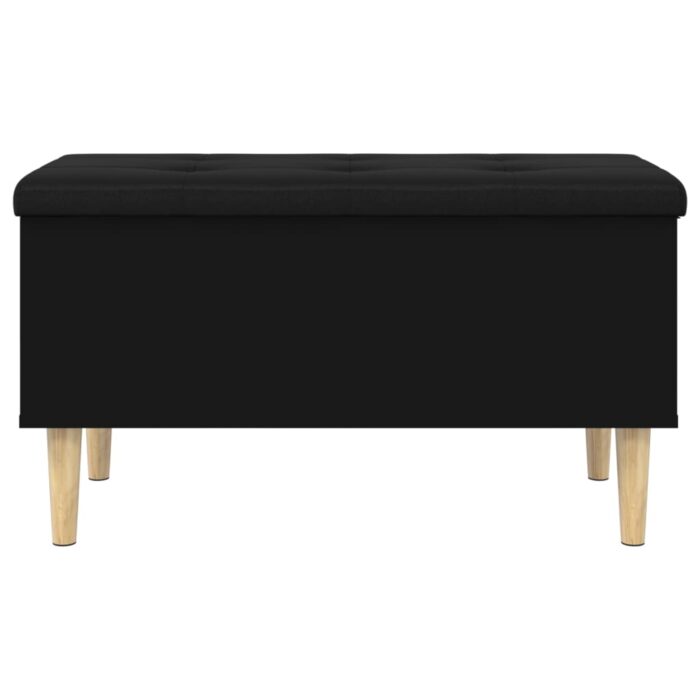Banc de rangement noir 82x42x46 cm bois d'ingénierie – Image 3