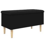 Banc de rangement noir 82x42x46 cm bois d'ingénierie – Image 5