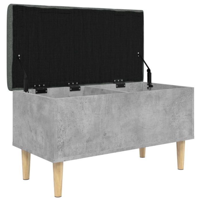 Banc de rangement gris béton 82x42x46 cm bois d'ingénierie – Image 2