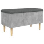 Banc de rangement gris béton 82x42x46 cm bois d'ingénierie – Image 5