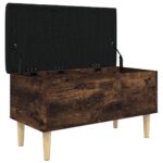 Banc de rangement chêne fumé 82x42x46 cm bois d'ingénierie – Image 2