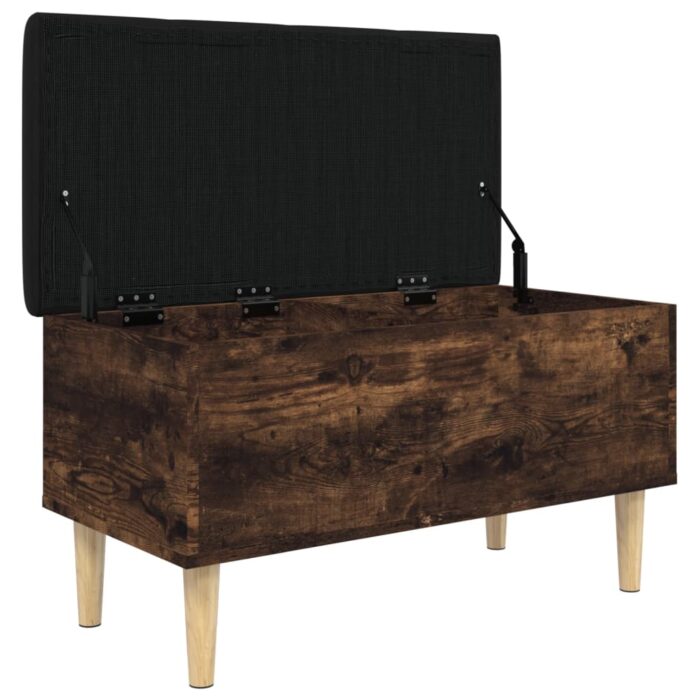 Banc de rangement chêne fumé 82x42x46 cm bois d'ingénierie – Image 2