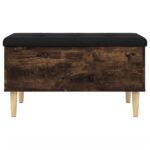 Banc de rangement chêne fumé 82x42x46 cm bois d'ingénierie – Image 3