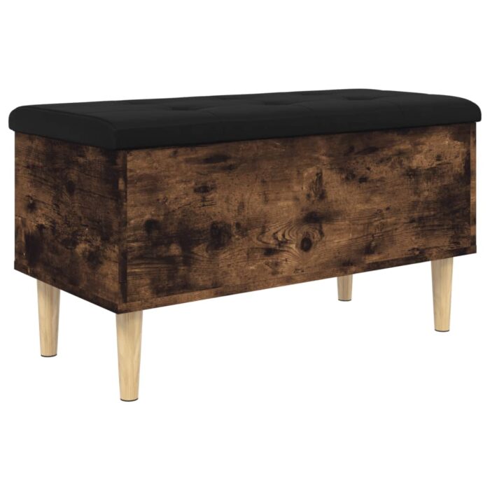 Banc de rangement chêne fumé 82x42x46 cm bois d'ingénierie – Image 5