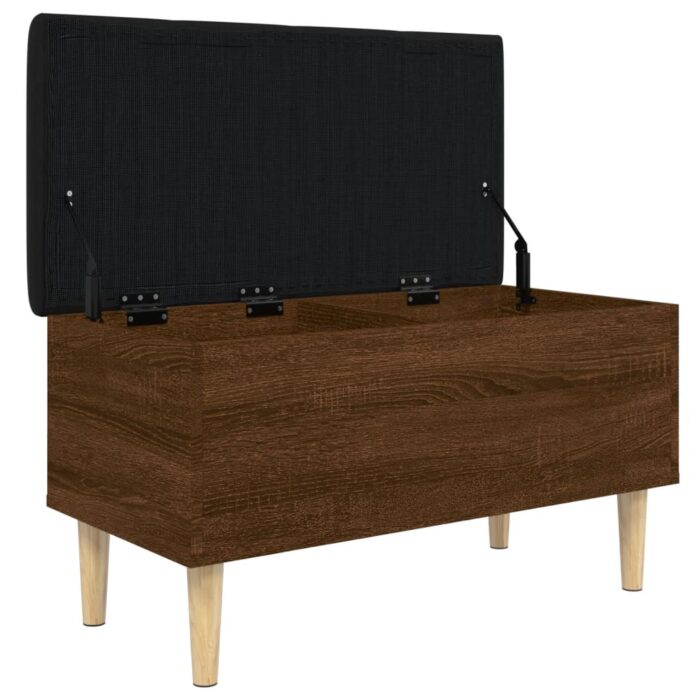 Banc de rangement chêne marron 82x42x46 cm bois d'ingénierie – Image 2