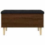 Banc de rangement chêne marron 82x42x46 cm bois d'ingénierie – Image 3