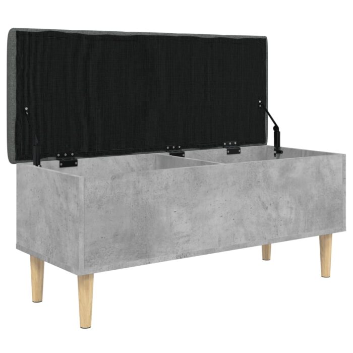 Banc de rangement gris béton 102x42x46 cm bois d'ingénierie – Image 5