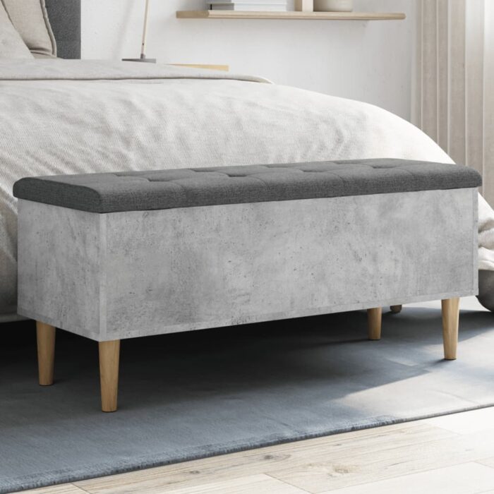 Banc de rangement gris béton 102x42x46 cm bois d'ingénierie – Image 1