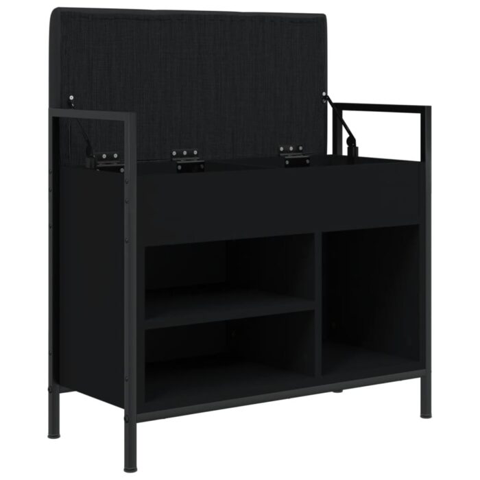 Banc à chaussures noir 65,5x32x57,5 cm bois d'ingénierie – Image 3
