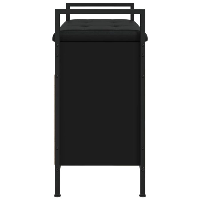 Banc à chaussures noir 65,5x32x57,5 cm bois d'ingénierie – Image 5