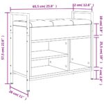 Banc à chaussures noir 65,5x32x57,5 cm bois d'ingénierie – Image 9