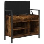 Banc à chaussures chêne fumé 65,5x32x57,5 cm bois d'ingénierie – Image 3