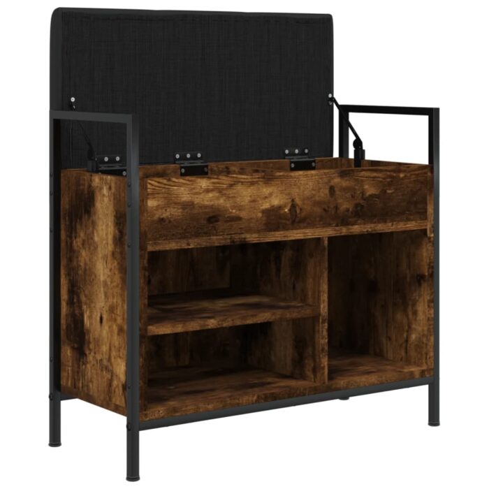 Banc à chaussures chêne fumé 65,5x32x57,5 cm bois d'ingénierie – Image 3