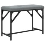 Banc à manger gris clair 62x32x45 cm acier et tissu – Image 4