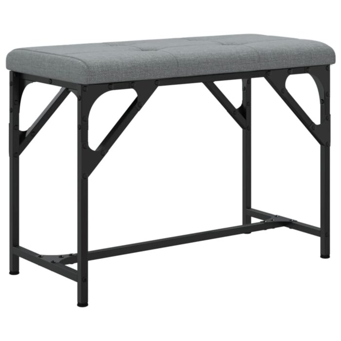 Banc à manger gris clair 62x32x45 cm acier et tissu – Image 4