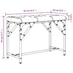 Banc à manger gris clair 62x32x45 cm acier et tissu – Image 6