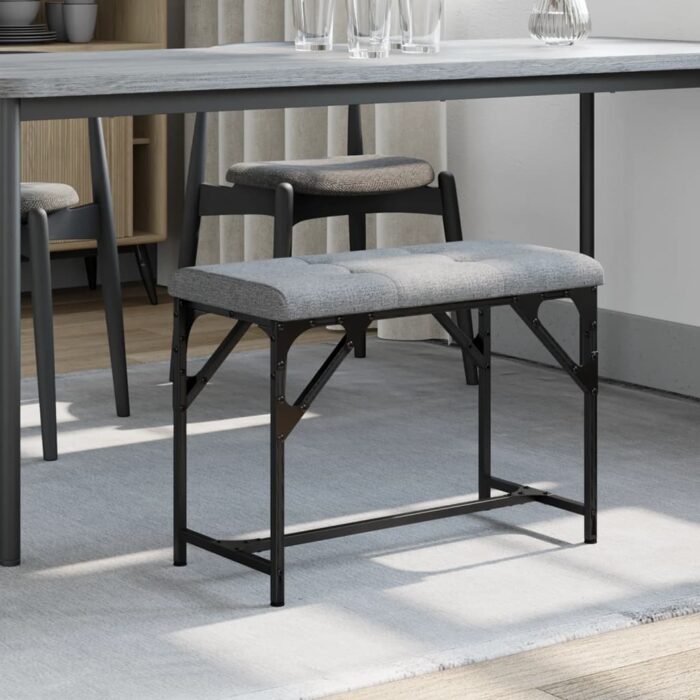 Banc à manger gris clair 62x32x45 cm acier et tissu – Image 1