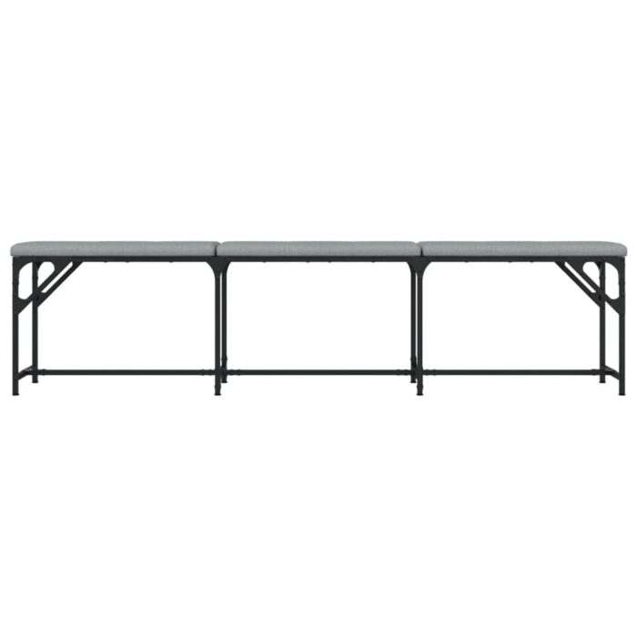 Banc à manger gris clair 186x32x45 cm acier et tissu – Image 2