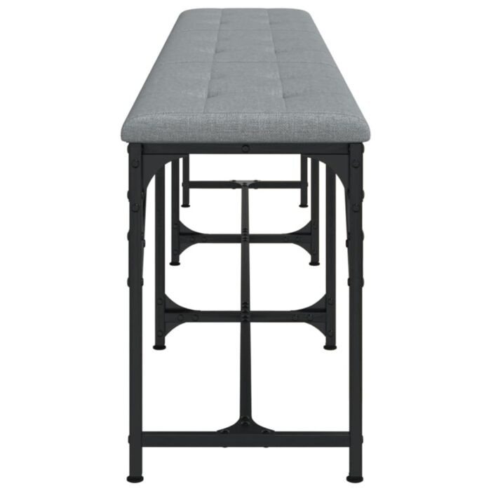 Banc à manger gris clair 186x32x45 cm acier et tissu – Image 3