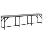 Banc à manger gris clair 186x32x45 cm acier et tissu – Image 4